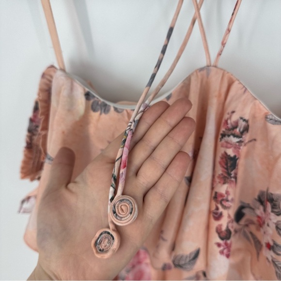 White Sand Off the Shoulder Sleeve Bow Ruffled Mini Dress - Picture 5 of 5